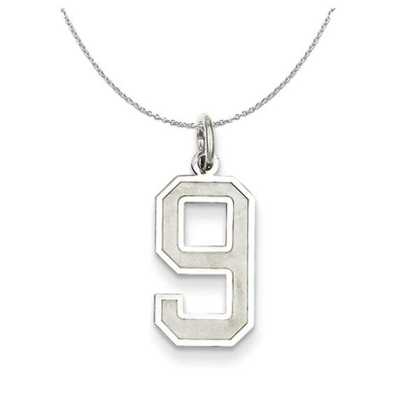 Sterling Silver, Jersey Collection, Medium Number 9 Necklace - 24 Inch - Picture 1 of 8